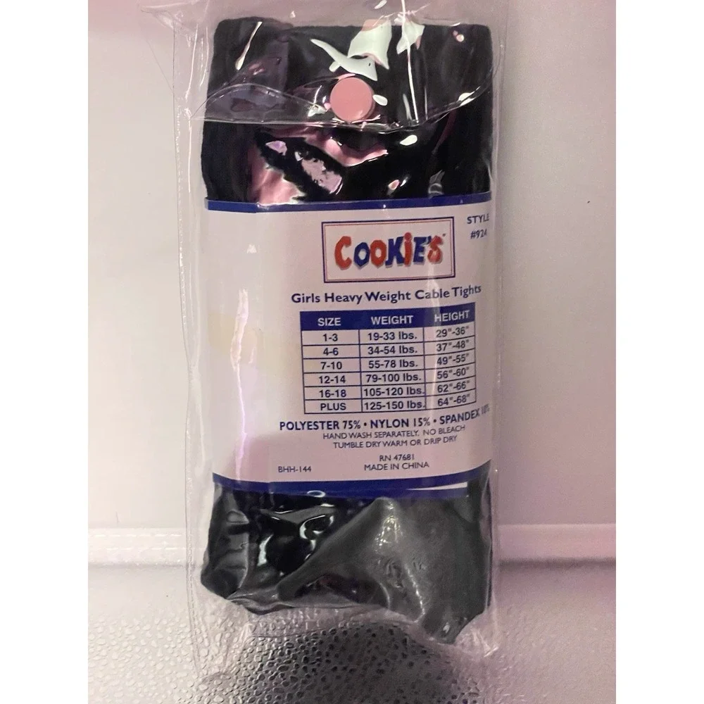 Cookies Girls Size 7-10 Navy Heavyweight Cable‎ Knit Tights 1 Pair NWT